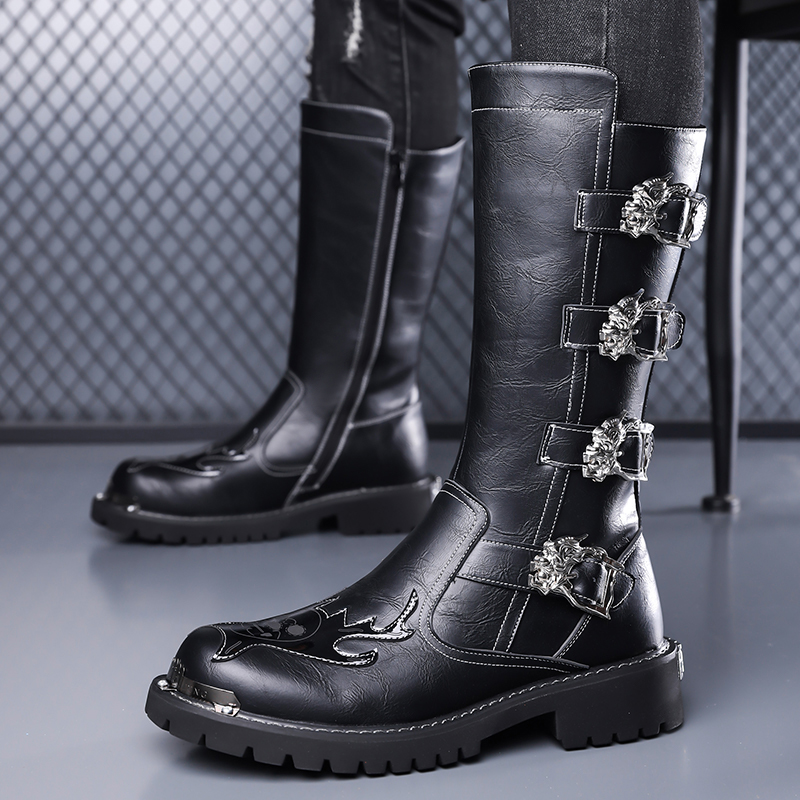 Outdoor Lighting Round - Sepatu Bot Panjang Kulit Desainer Baru