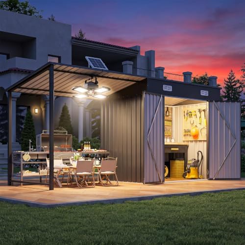 Outdoor Lighting Gazebo - Gudang Penyimpanan Luar Ruangan 6x4FT &
