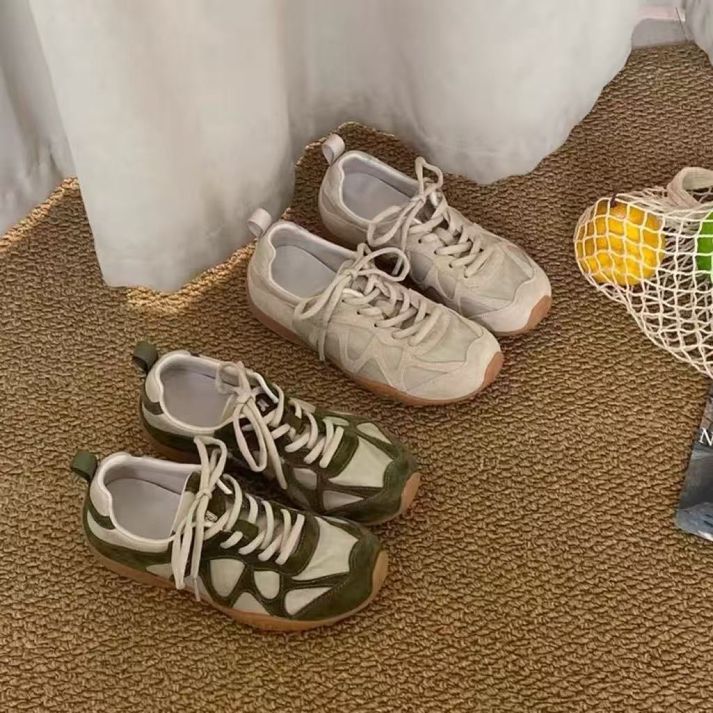 Outdoor Lighting Round - Sepatu Sneakers Vintage Patchwork Bertali Untuk