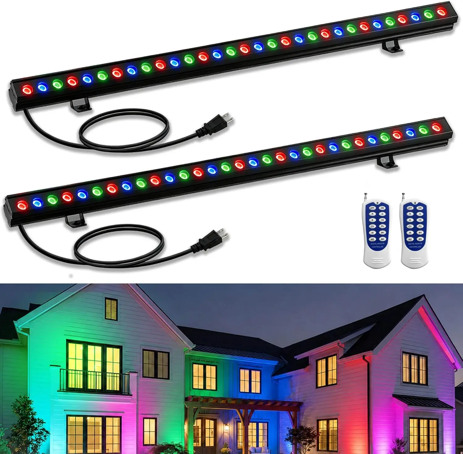Color Changing Outdoor - 2 Paket Lampu Wall Washer RGB